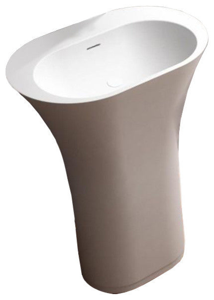 ADM Oval Freestanding Pedestal Sink, White, 25", Glossy White