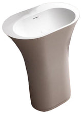 ADM Oval Freestanding Pedestal Sink, White, 25", Glossy White