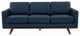 LeisureMod Chester Mid-Century 3-Seater Leather Modern Sofa, Navy Blue