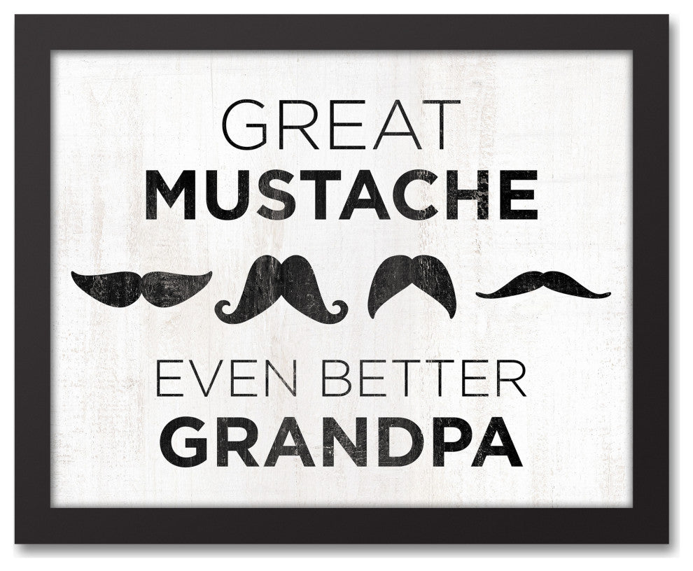Great Mustache Grandpa 14x11 Black Framed Canvas