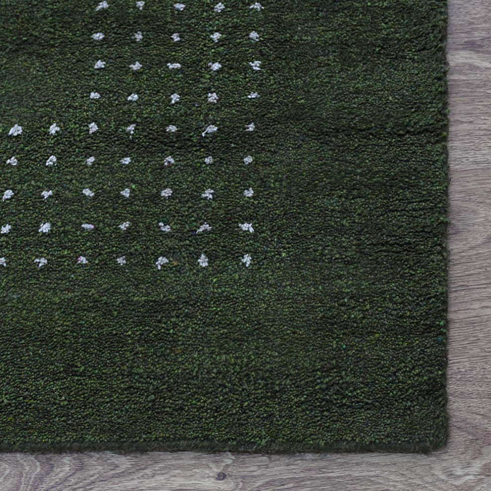 HAND KNOTTED LOOM SILK ECO-FRIENDLY AREA RUG -5'x8',Rectangle,Green,Contemporary
