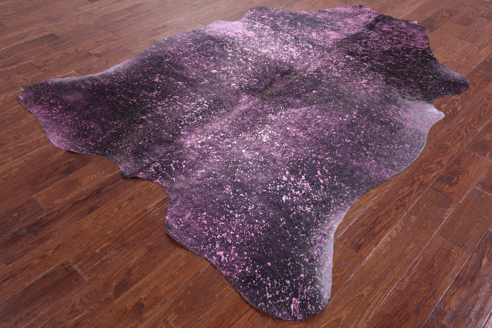 7' 9" X 6' 5" Pink Metallic Cowhide Rug C2156