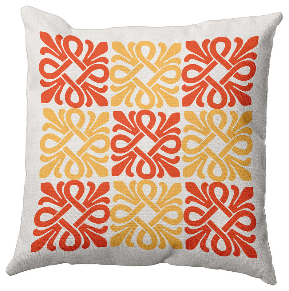 16" x 16" Tiki Square Decorative Indoor Pillow, Bright Orange