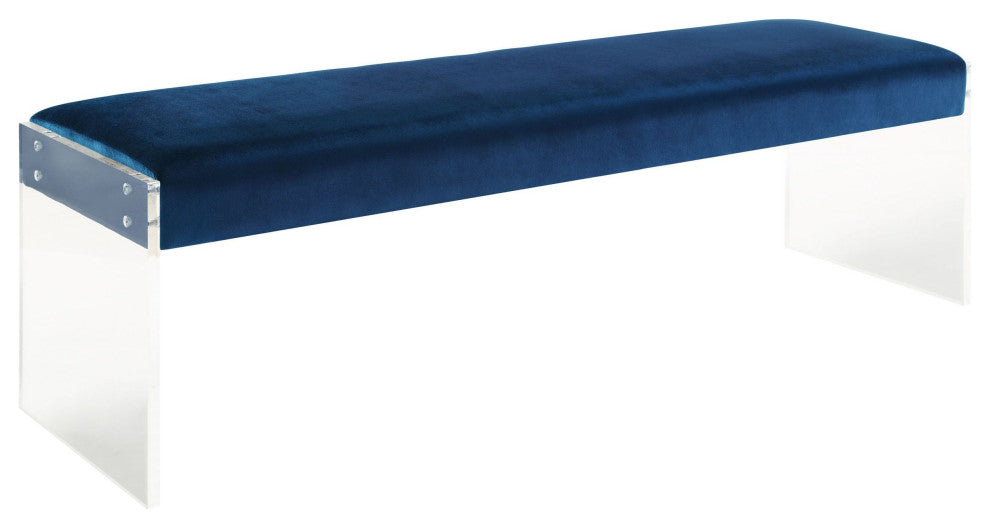 Envy Blue Velvet/Acrylic Bench