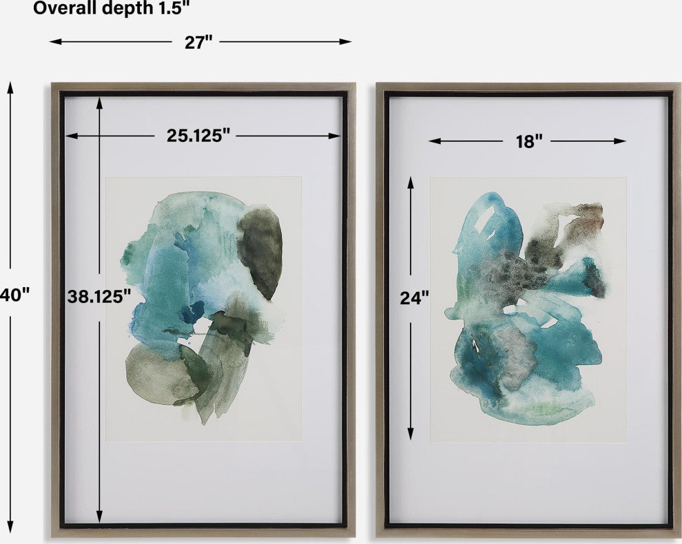 Uttermost 32291 Blueprints 40" x 27" Framed Abstract Painting - - Multicolored