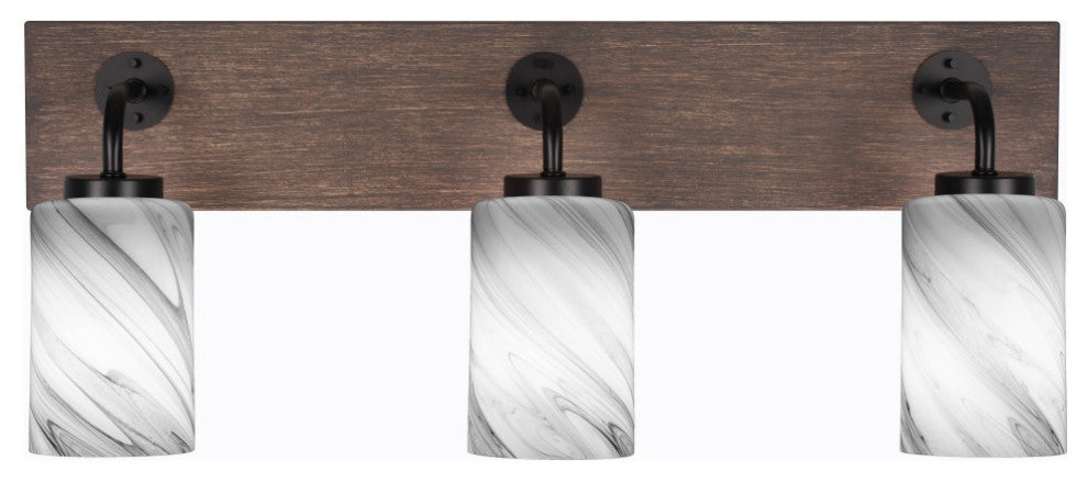 Oxbridge, Bath Bar, Matte Black & Painted Distressed Metal, 4" Onyx Swirl