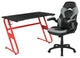 Gaming Desk & Chair Bundle, Detachable Cup Holder & PU Leather Seat, Gray