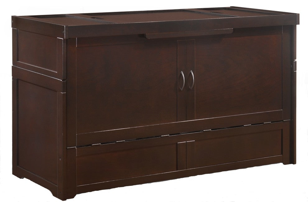 Murphy Cube Cabinet Bed With Mattress, Dark Chocolate, Queen, Pre-Assembled