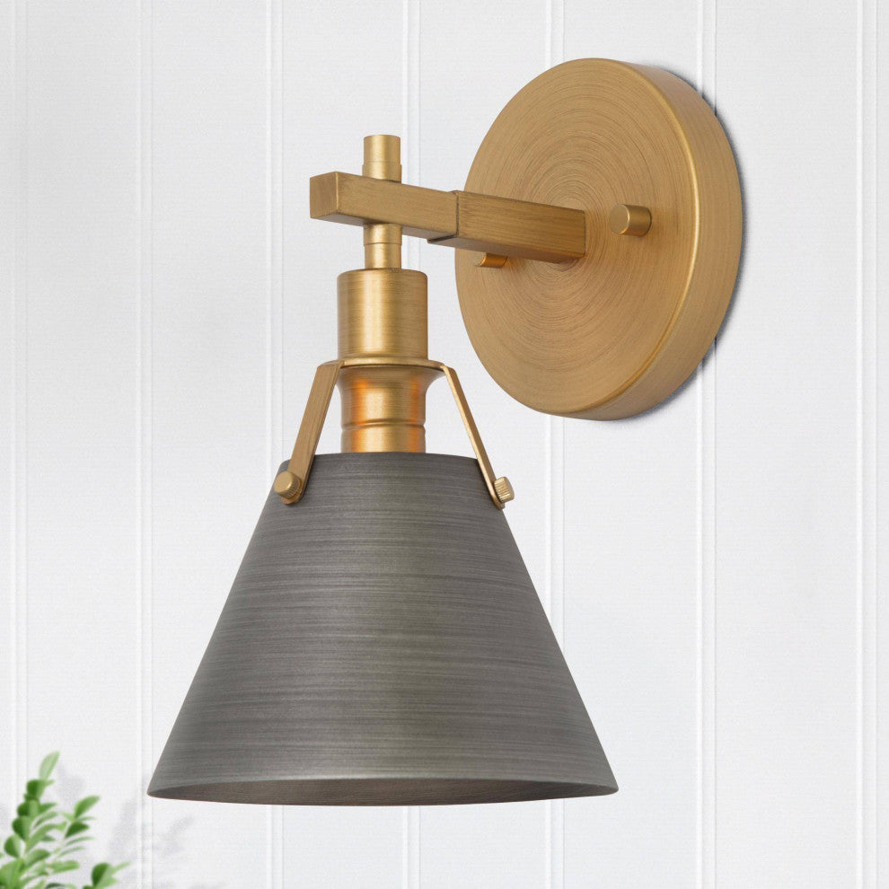 LNC Modern 1-Light Dimmable Metal Armed Wall Sconce 6"W, Gray