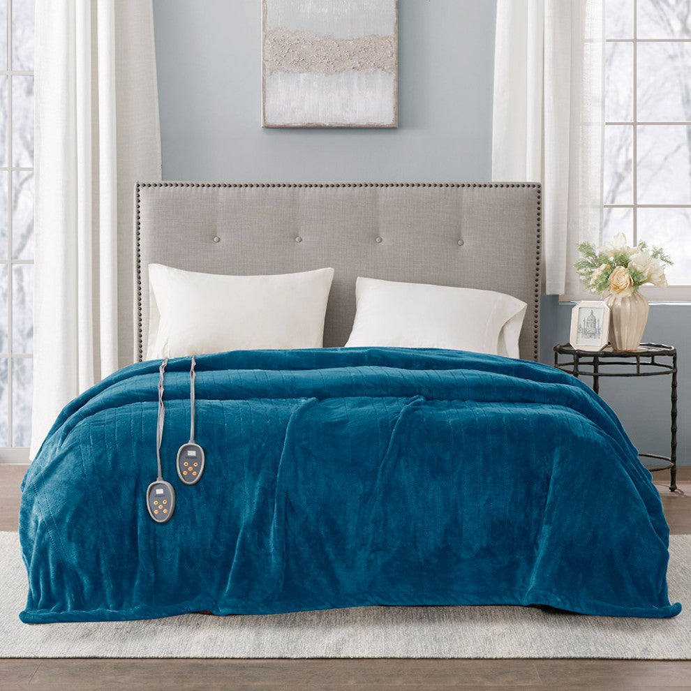 Beautyrest Heated Plush Plush Heated Blanket, Teal
