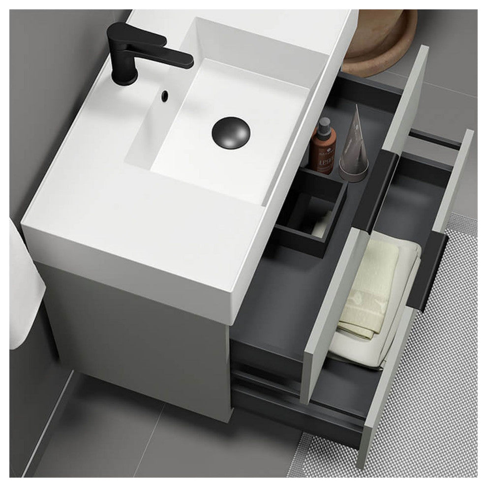 Nameeks Derin-3217-W Derin 32" Wall Mounted Single Basin Vanity - Brown Oak