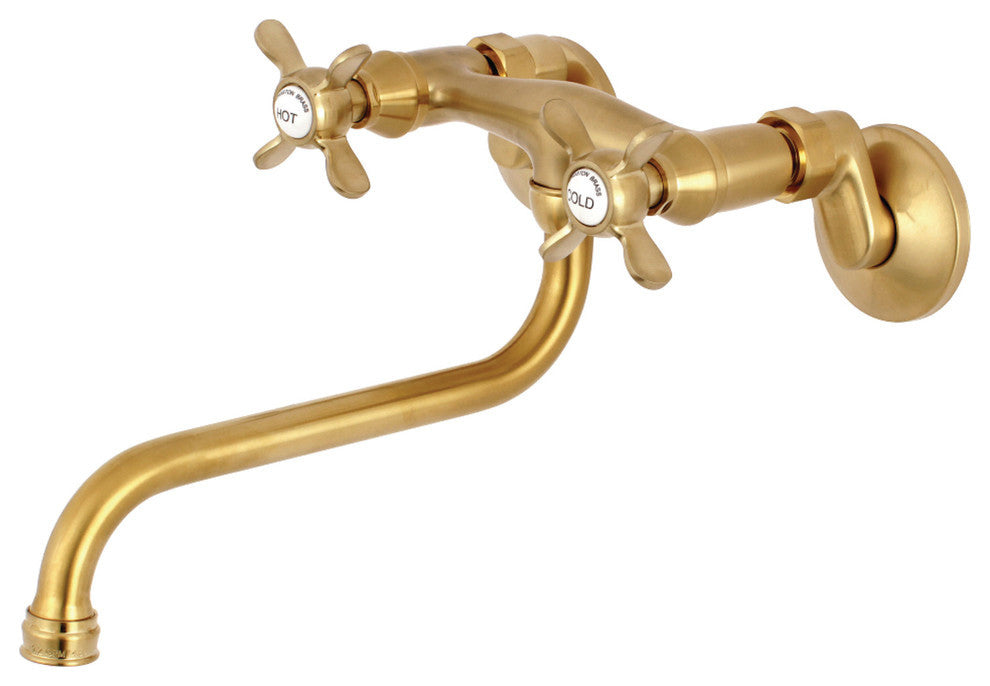 Kingston Brass Adjustable Center Wall Mount Bathroom Faucet, Brushed Brass