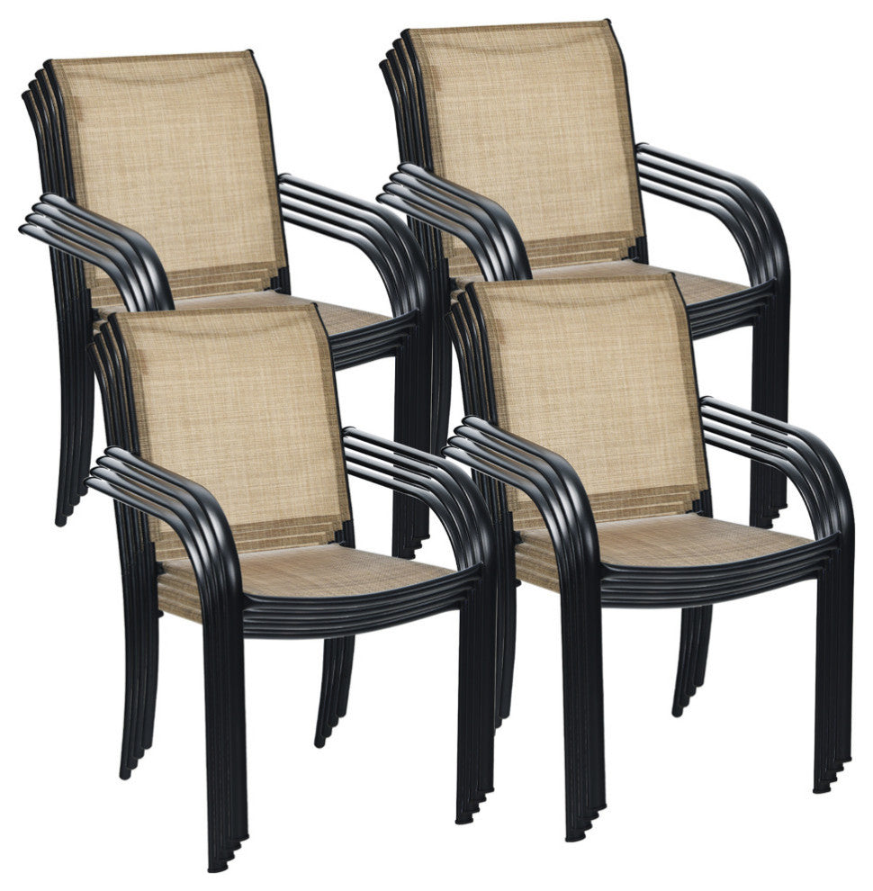 Costway Set of 16 Patio Dining Chairs Stackable Armrest Backrest no Assembly