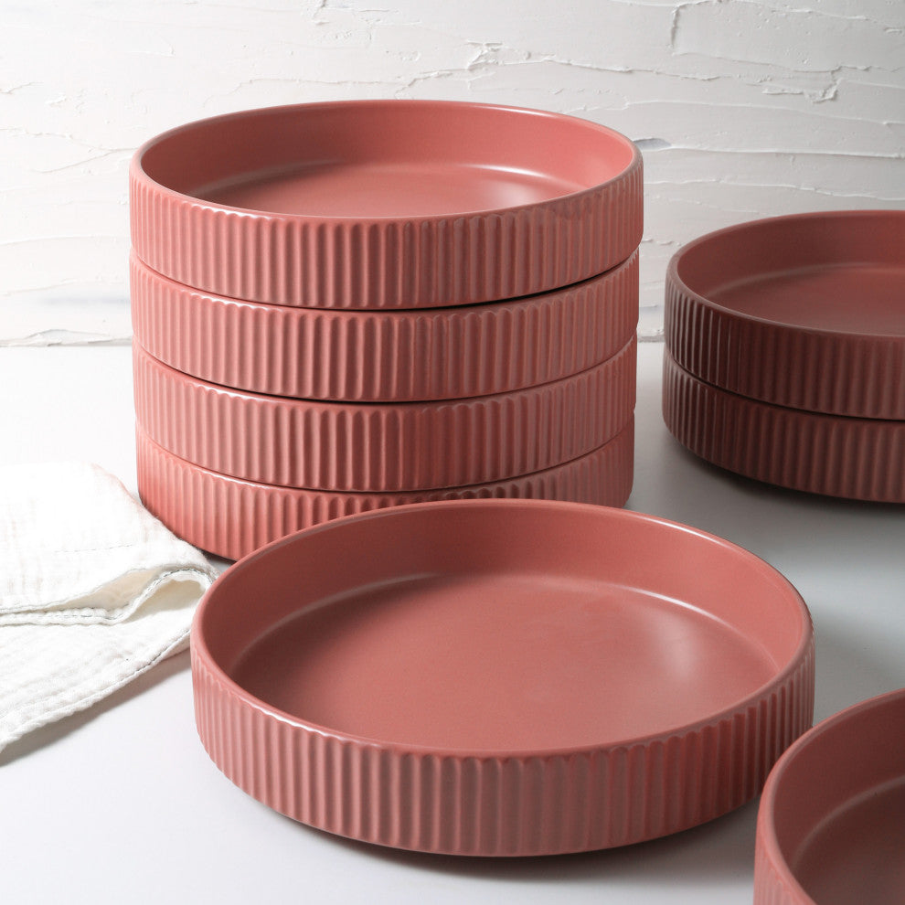 Christian Siriano Lusso Stoneware 32 Piece Dinnerware Set, Redwood