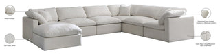Plush Velvet / Down Standard Comfort 7-Piece U-Shaped Modular Sectional, Cream
