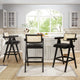 Milan 29.5" Mid-Century Modern Resin Webbing Set of 3 Bar Stool, Ebony Black