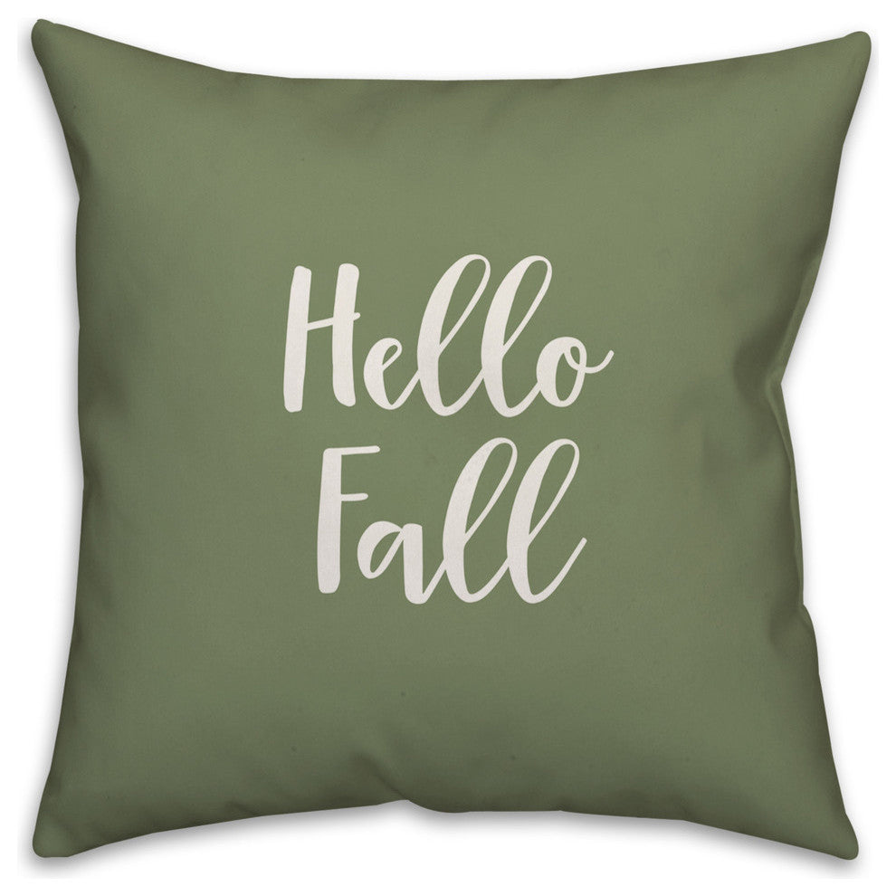 Hello Fall in Green 18x18 Throw Pillow Cover