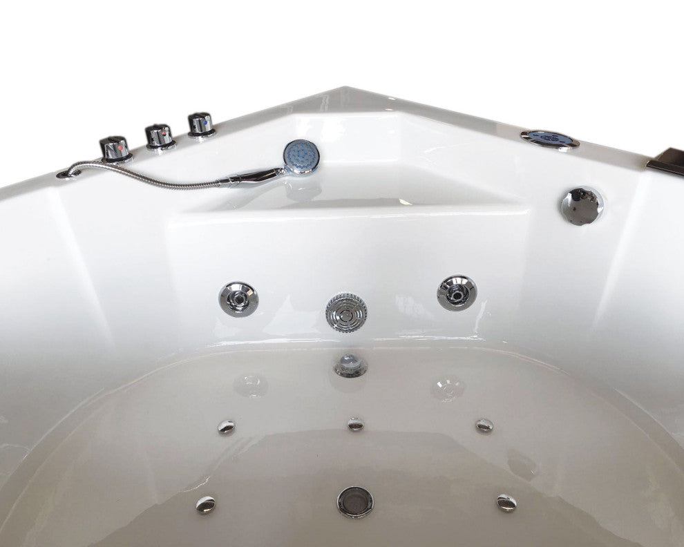 Whirlpool Corner Bathtub white 59.05" x 59.05" with Heater - Ibiza