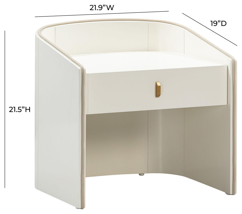 Collins Lacquer Nightstand, Cream
