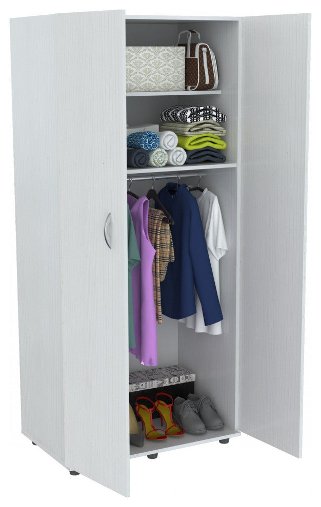 HomeRoots White Finish Wood Wardrobe with Two Doors
