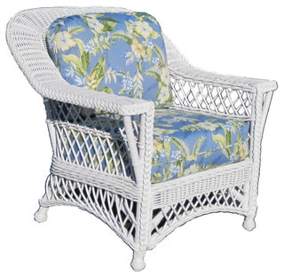 Bar Harbor Arm Chair, White, Midnight Fabric