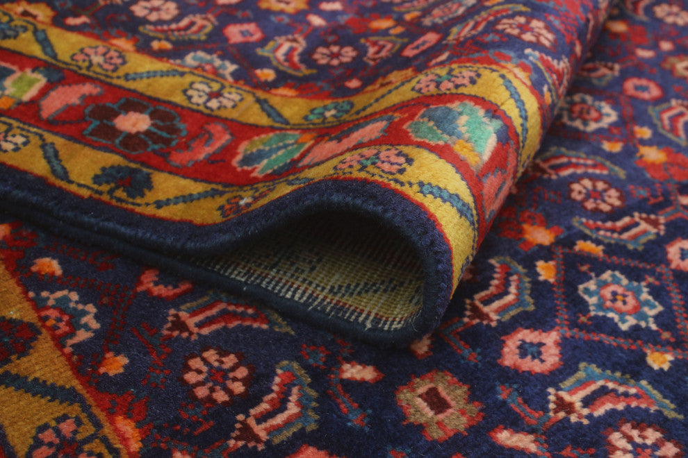Fine Vintage Distressed Orlan Navy/Red Runner, 5'0x10'8
