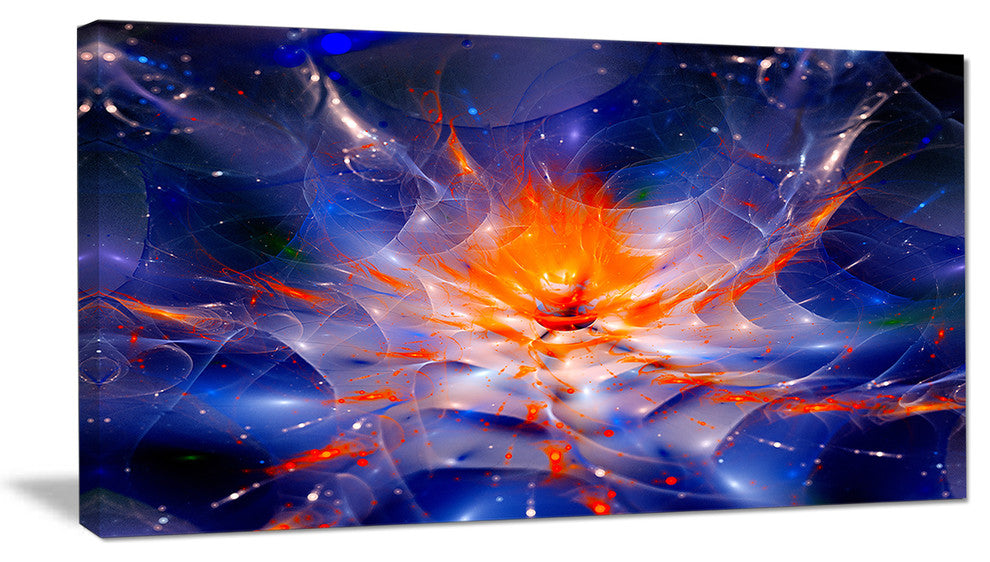Colorful Glowing Space Flower Fractal, Extra Large Floral Wall Art, 32"x16"