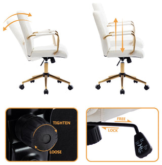 Rhinestone Tufted Armrest Task Chair, White