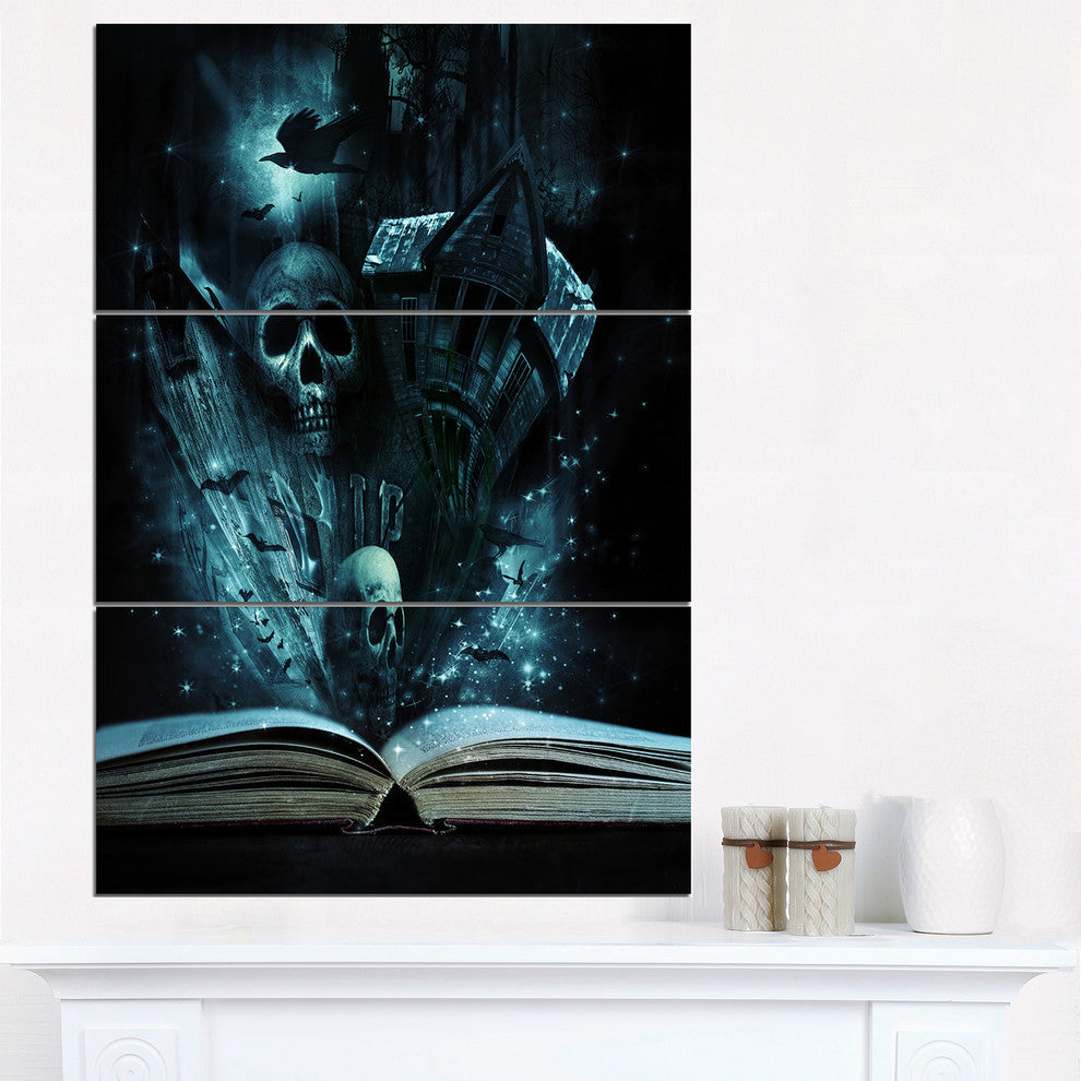 "Halloween Stories Book" Glossy Metal Wall Art, 3 Panels, 28"x36"