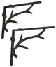 Brown Cast Iron Deer Antler Wall Shelf Brackets Set of 2