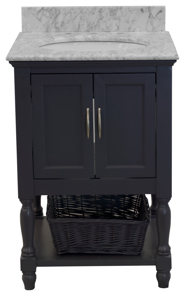 Beverly 24" Bathroom Vanity, Marine Gray, 24", Carrara Marble
