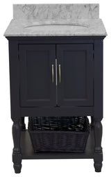 Beverly 24" Bathroom Vanity, Marine Gray, 24", Carrara Marble