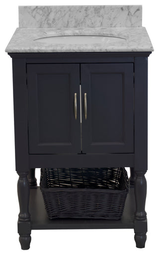 Beverly 24" Bathroom Vanity, Marine Gray, 24", Carrara Marble