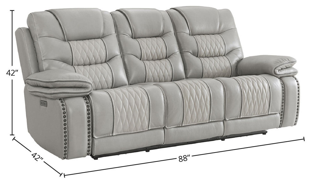 Cody Sofa With Dual-Power Recline and Power Headrest, Light Gray