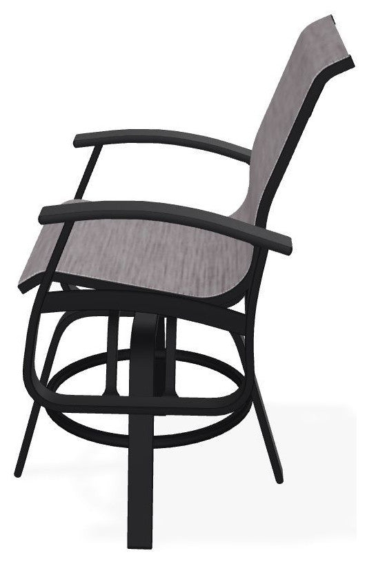 Belle Isle Sling Balcony Height Outdoor Swivel Chair, Fossil/Black