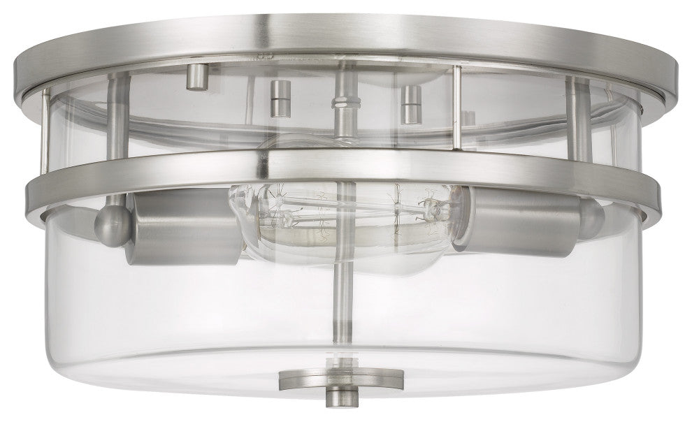 Kenmore 2-Light Brushed Nickel Finish Flush Mount 13" x13"x6.38"