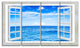 "Window Open To Blue Wavy Ocean" Seashore Wall Art, 4 Panels, 48"x28"