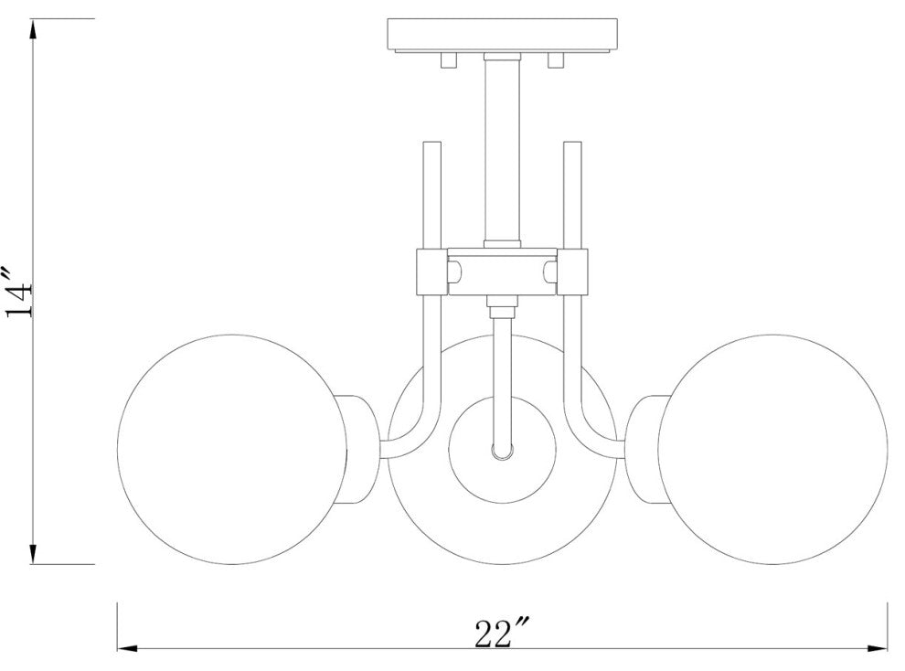 Zlite 477-3SF-MB-OBR 3-Light Semi Flush Mount, Opal