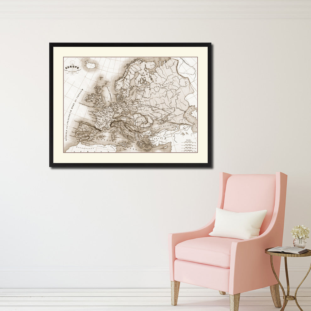 Ancient Europe Vintage Sepia Map Canvas Print, 16"x21"