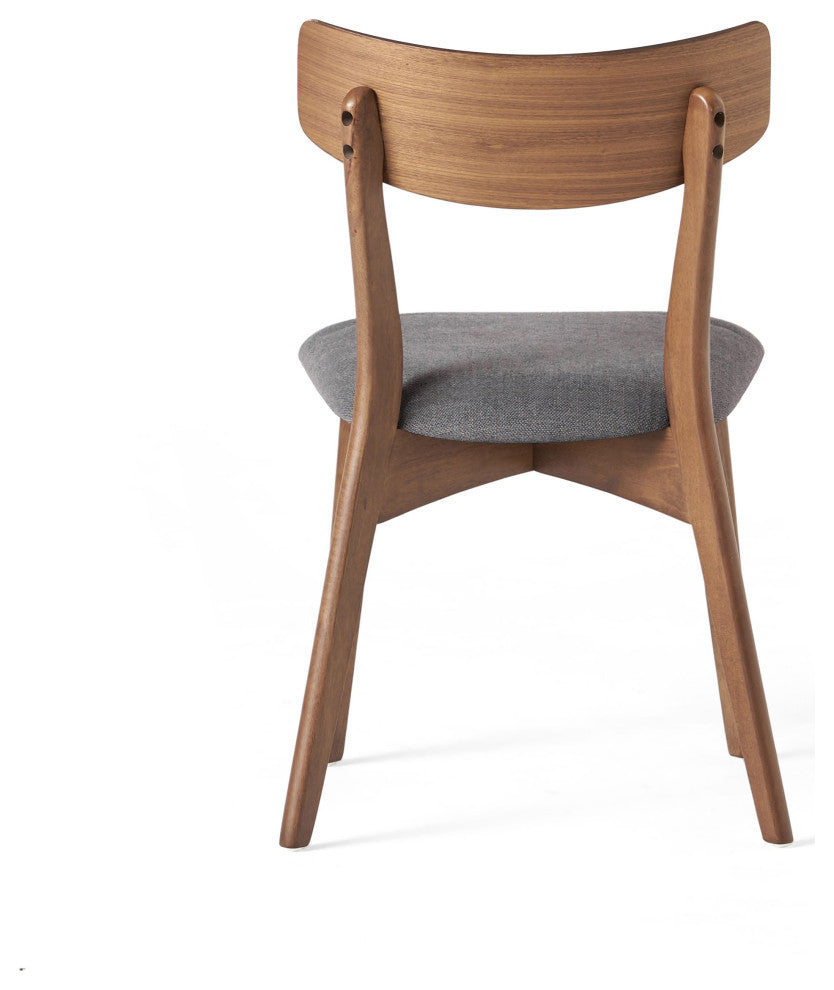 Crystal Mid-Century Modern Upholstered Dining Chairs, Set of 2, Dark Gray