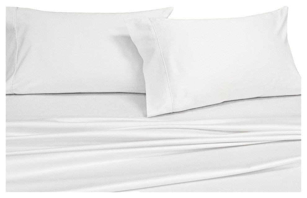 100% Cotton 250 TC Solid Percale Sheet Set, White, California King