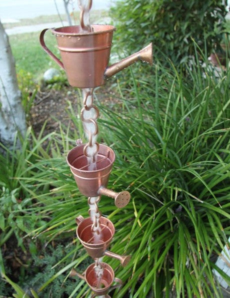 Watering Can Cups Rain Chain with Installation Kit, 11 Foot