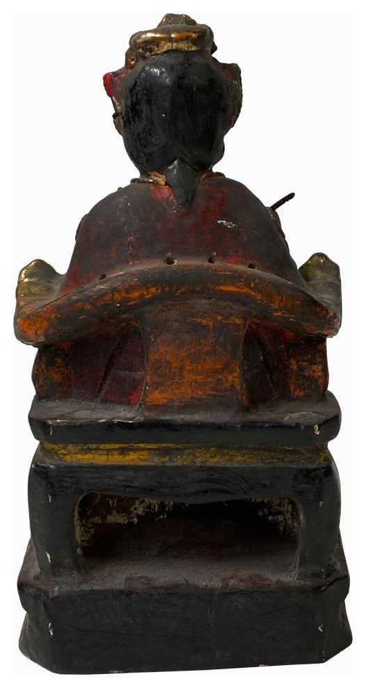 Vintage Chinese Wooden Carved Home Guardian Deity Figure Hws1854