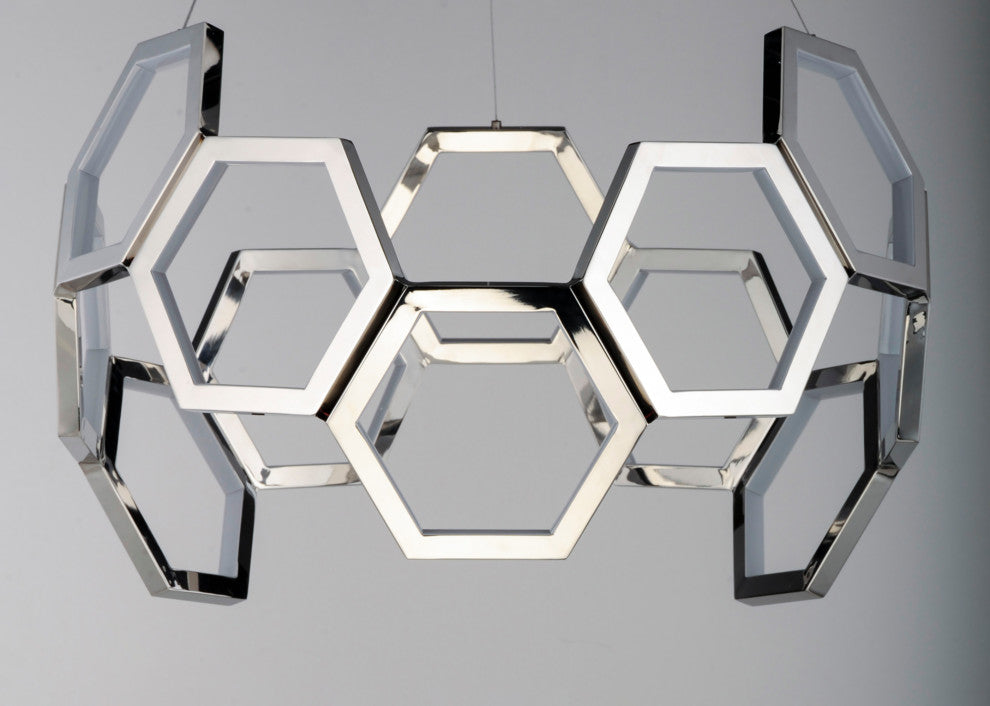 ET2 E24893 Polygon 30"W LED Chandelier - Polished Chrome