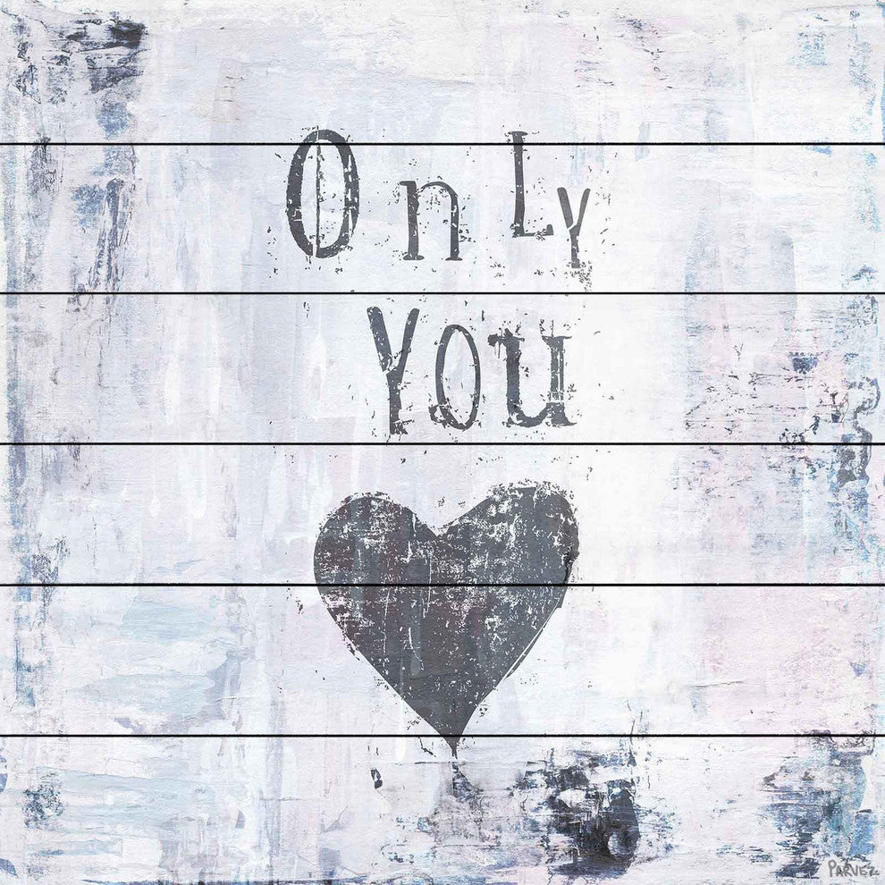 "Only You" Painting Print on White Wood, 18"x18"