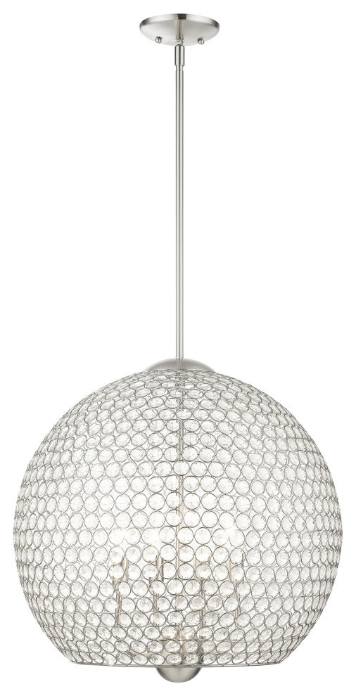 Brushed Nickel Casual, Sparkling, Shimmery, Transitional, Pendant