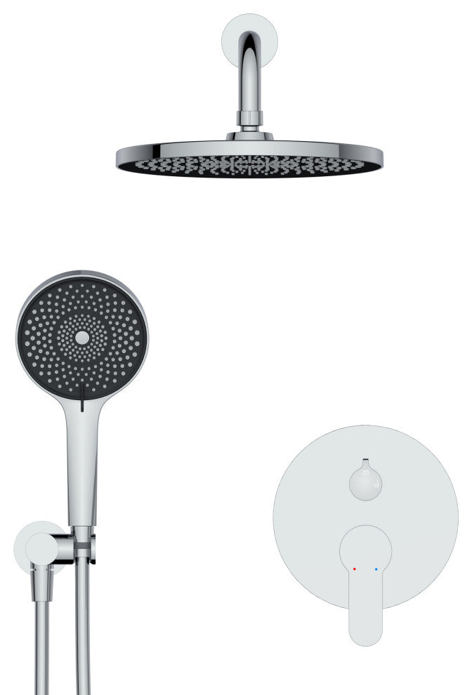 Shower System, 10" Shower Head Handheld Shower Set Shower Valve Kit, Chrome