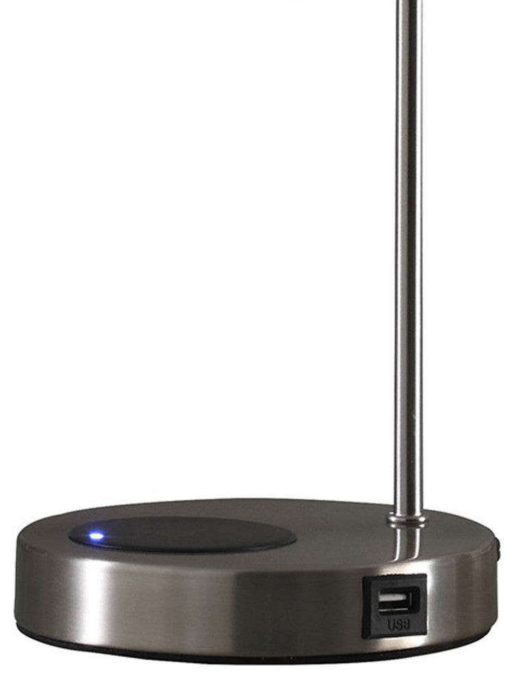 Table Lamp With Wireless Charging and Usb Port, Silver