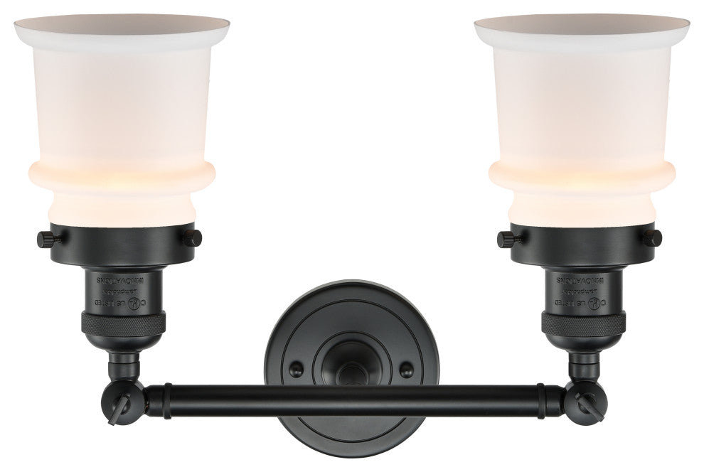 Small Canton 2-Light Bath Vanity-Light, Matte Black, Matte White