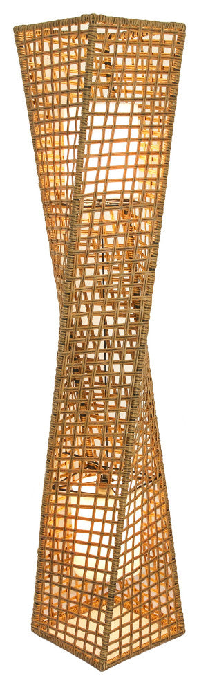Phuket 51" 2-Light Handcrafted Rattan Floor Lamp, Natural
